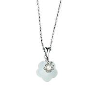 Silver Jade Necklace,Jade Pendant,Sterling Silver Natural Jade Pendant Necklace for Women 22K Gold Trendy Temperament Peach Blossom Necklaces Infinity Charm Choker Jewelry Women's & Girls(Silver_A)