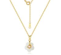 Silver Jade Necklace,Jade Pendant,Sterling Silver Natural Jade Pendant Necklace for Women 22K Gold Trendy Temperament Peach Blossom Necklaces Infinity Charm Choker Jewelry Women's & Girls(Gold_A)
