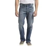 Silver Jeans Co. Men's Gordie Loose Fit Straight Leg Jeans, Medium Vintage, 36W x 34L