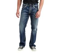 Silver Jeans Co. Men's Zac Relaxed Fit Straight Leg Jeans, Medium Indigo, 38W x 32L