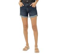 Silver Jeans Co. Women's Boyfriend Mid Rise Short, Dark Wash Cvs495, 27W / 4L