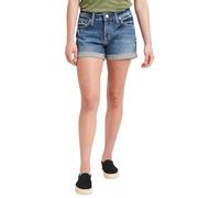 Silver Jeans Co. Women's Boyfriend Mid Rise Short Denim, Med Wash Eaf242, 25