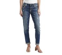 Silver Jeans Co. Women's Girlfriend Jean, Medium Marble Wash, 34W x 27L