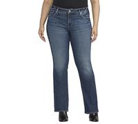 Silver Jeans Co. Women's Plus Size Elyse Mid Rise Comfort Fit Slim Bootcut Jeans, Med Wash Eae366, 22 Plus Tall