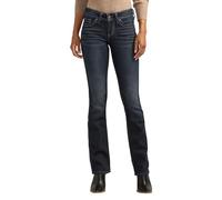 Silver Jeans Co. Women's Suki Curvy Fit Mid Rise Slim Bootcut Jeans, Dark Indigo Rinse, 34W x 31L