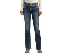 Silver Jeans Co. Women's Suki Mid Rise Bootcut Jeans, Indigo, 32W x 34L