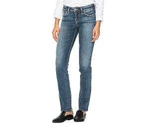 Silver Jeans Co. Women's Suki Mid Rise Curvy Fit Straight Leg Jeans Jeans