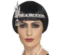 Silver Jewel Flapper Headband 1920s Gatsby Flappers Fancy Dress Accessory