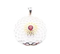 Silver Jewellery - BG Charm Silver Partial Gold Plated, Chain Pendant Motives Energy Circle with Garnet Stone, Sterling Silver Partial Gold Plated, Jewelry Lady Protection Symbol