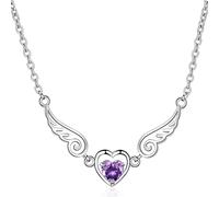 Silver Jewelry Love Angel Wings Necklace Dream Love Heart Crystal Zirconia Necklace Women Birthday Present Gift