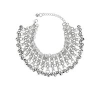 Silver Jingle Bell Tassel Anklet for Women Dangling Sounds Bells Foot Chain Boho Tribal Belly Dance Indian Gypsy Anklets Adjustable Hippie Ankle Chain Barefoot Beach Accessory Fashion Sandal Jewelry