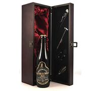 Silver Jubilee Ale 1977 Whitbread (11.6 Flozs) in a silk lined wooden box with four wine accessories, 1 x 700ml