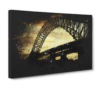 Silver Jubilee Bridge In Manchester Paint Splash Canvas Print for Living Room Bedroom Home Office Décor, Wall Art Picture Ready to Hang, 30 x 20 Inch (76 x 50 cm)