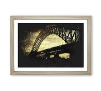 Silver Jubilee Bridge in Manchester Paint Splash Framed Print | A2 Oak Framed Wall Art | Ready to Hang | Modern Cityscape Picture | Living Room Bedroom Lounge Office