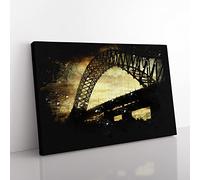 Silver Jubilee Bridge In Manchester Paint Splash Modern Art Canvas Wall Art Print Ready to Hang, Framed Picture for Living Room Bedroom Home Office Décor, 50x35 cm (20x14 Inch)