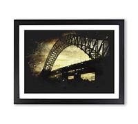 Silver Jubilee Bridge In Manchester Paint Splash Modern Art Framed Print | A3 Black Framed Wall Art | Ready to Hang | Modern Cityscape Picture | Living Room Bedroom Lounge Office