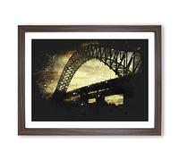 Silver Jubilee Bridge In Manchester Paint Splash Modern Art Framed Print | A3 Walnut Framed Wall Art | Ready to Hang | Modern Cityscape Picture | Living Room Bedroom Lounge Office