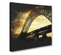 Silver Jubilee Bridge In Manchester Paint Splash Modern Canvas Wall Art Print Ready to Hang, Framed Picture for Living Room Bedroom Home Office Décor, 20x20 Inch (50x50 cm)