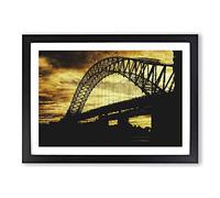 Silver Jubilee Bridge in Manchester Painting Framed Print | A2 Black Framed Wall Art | Ready to Hang | Modern Cityscape Picture | Living Room Bedroom Lounge Office