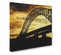 Silver Jubilee Bridge In Manchester Painting Modern Canvas Wall Art Print Ready to Hang, Framed Picture for Living Room Bedroom Home Office Décor, 14x14 Inch (35x35 cm)