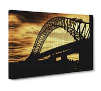 Silver Jubilee Bridge Manchester Modern Canvas Wall Art Print Ready to Hang, Framed Picture for Living Room Bedroom Home Office Décor, 20x14 Inch (50x35 cm)