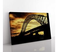 Silver Jubilee Bridge Manchester Modern Canvas Wall Art Print Ready to Hang, Framed Picture for Living Room Bedroom Home Office Décor, 60x40 cm (24x16 Inch)