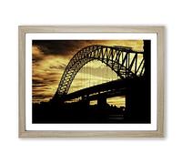 Silver Jubilee Bridge Manchester Modern Framed Print | A2 Oak Framed Wall Art | Ready to Hang | Modern Cityscape Picture | Living Room Bedroom Lounge Office
