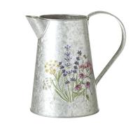 Silver Jug Artificial Flower Vase Metal with Wildflower Bee Floral Decoration Yellow Blue Pink Flowers Design 18cm