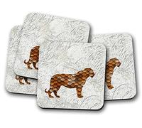 Silver Kangaroo Copper Tiger Drinks Coasters - set of 4 drinks mats ideal new home present or housewarming gift