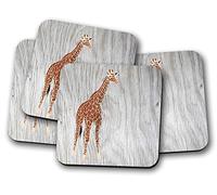 Silver Kangaroo Giraffe Drinks Coasters - set of 4 drinks mats ideal new home present or housewarming gift