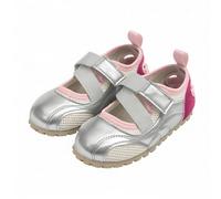 Silver Kids' Spring-Summer Mary Jane Shoes - Girls Flat School Shoe Hook and Loop Strap Comfort Casual Shoes Lightweight Gym Slip-On School Shoes Walking Footwear UK Size 10.5