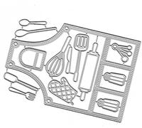 Silver Kitchen Apron Metal Cutting Dies Cooking Cutting Dies Stencils DIY Scrapbooking Album Paper Card Making Embossing Craft Dies Decor,Die-Cutting and Embossing, Scrapbooking