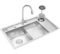 Silver Kitchen HYJAUSXB with Cup Washer, Drain Knob, Mobile Tray & Install Kits, 8.2" Deep 304 Stainless Steel Single Bowl HYJAUSXB, Drop in Workstation (Size : 79x46x21cm-F2)
