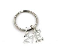 SILVER KNIGHT 21st Birthday Key Ring, Personalized Number 21 Keychain, Best Friend Keyring,Initial Keychain,Gift for Him Her,Girlfriend Boyfriend Birthday (J)