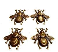 Silver Knight 4 x Large Antique Bronze Tone Bee Charms 40mm x 38mm x 10mm/ Bee Pendants/ Antique Gold Tone Insect Charms/ Bee Beads/ Animal Charms