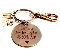Silver Knight Adopted, Fostered, Stepdad, Stepmum 'Thank You For Loving Us As Your Own' Keychain, Multiple Letters, Step Parents, Father's, Mother's Day