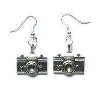 Silver Knight Antique Silver Camera Charm Earrings on Sterling Silver Hallmarked Hooks in a Velvet Gift Bag. Dangle, Photo, Retro, Cute, Photography, Paparazzi, Wedding Photographer.