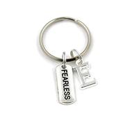 Silver Knight Any Initial Personalised Fearless Keyring in a Gift Bag