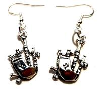 Silver Knight Bagpipe Earrings on Sterling Silver Hooks, Dangle Earring Design, 28mm x 17mm Bagpipes, Delivered in a Gift Bag