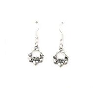 Silver Knight Beautiful Tibetan Silver Gaelic Irish Claddagh Earrings On Sterling Silver Hooks in an Organza Gift Bag