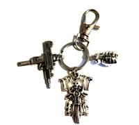 Silver Knight Biker Keychain with Uzi Submachine Gun & Hand Grenade, MC Keychain, Weapons, Keyring, Motorcycle Bag Charm in a Velvet Gift Bag.