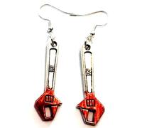 Silver Knight Bloody Adjustable Spanner Earrings on Sterling Silver Hooks, Monkey Wrench, Halloween, Murder, Mystery Weekend Earrings