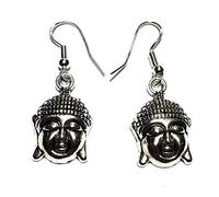 Silver Knight Buddha Head Earrings on Sterling Silver Hooks