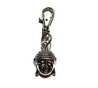 Silver Knight Buddha Head Zip Puller - Keyring, Bag Charm Clasp - Wiccan, Surfer, Indie, Bag Charms - Unisex Keyrings, Car Keychains in a Gift Bag