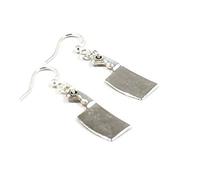 Silver Knight Chef Knife Machete Meat Cleaver Earrings on Sterling Silver Hooks in a Gift Bag