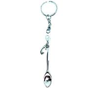 Silver Knight Detachable 'Personalised Charlie' Cutting Miniature Spoon Keyring Snuff SNIFF Snorting Powder Festival Any Initial Bag (K)
