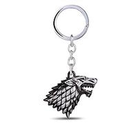Silver Knight Dire Wolf Direwolf Keyring Keychain in a Velvet Gift Bag