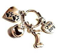 Silver Knight Dog Collar Charms with Jingle Bell, I Love My Dog Charm, Bone, Paw Print & Bell Collar Charms, Pet Bling, Dog Jewelry
