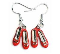 Silver Knight Enamelled Red Ballet Dance Dancer Shoe Earrings on Hallmarked Sterling Silver Hooks in a Velvet Gift Bag