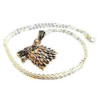 Silver Knight Game Of Thrones Inspired Direwolf Pendant Necklace, House Of Stark Chain, Winter Is Coming